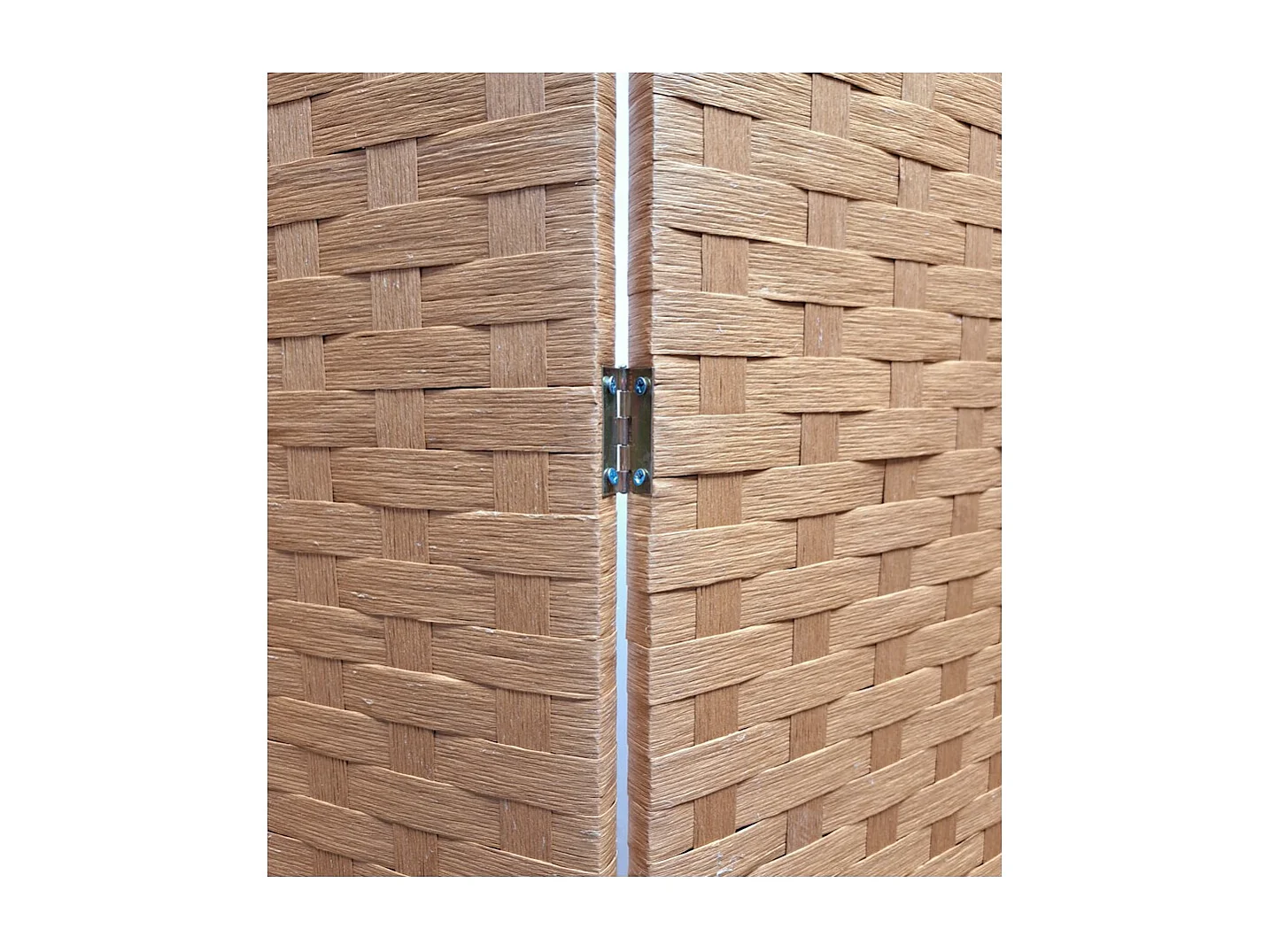 Paravent de 6 pans tressé en fibres naturelles coloris brun - Dim : H180 x L270 cm