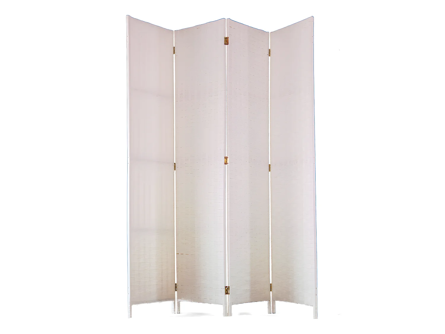 Paravent de 4 pans tressé en fibres naturelles coloris blanc - Dim : H180 x L180 cm