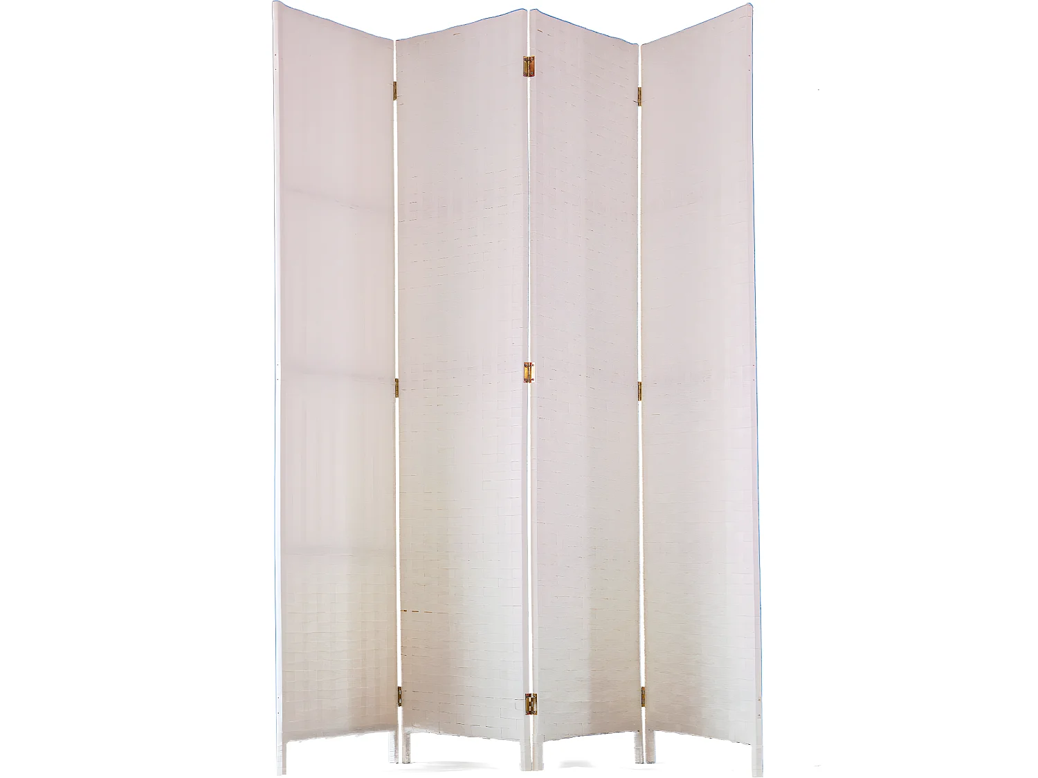 Paravent de 4 pans tressé en fibres naturelles coloris blanc - Dim : H180 x L180 cm