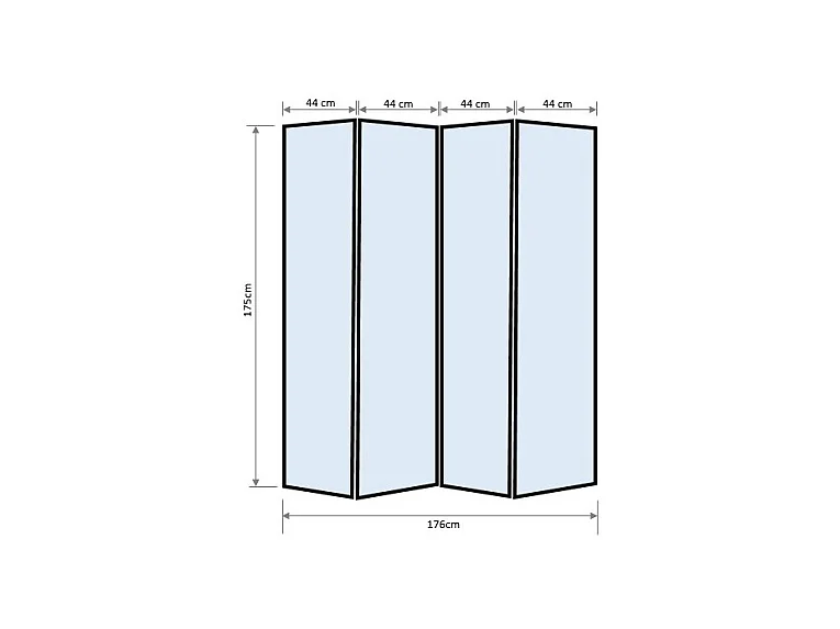 Paravent japonais grands carreaux bois blanc et papier de riz - 4 pans - Dim : H 175 cm