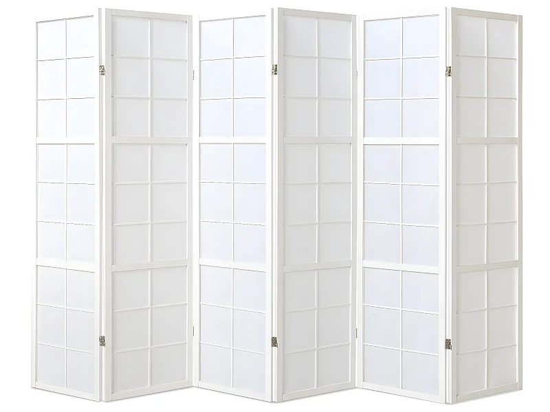 Paravent japonais Shoji en bois blanc de 6 pans
