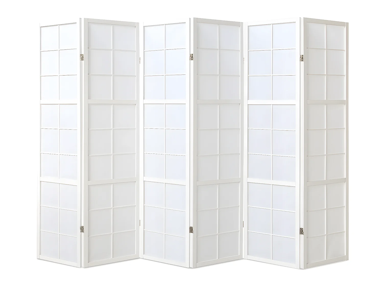 Paravent japonais Shoji en bois blanc de 6 pans