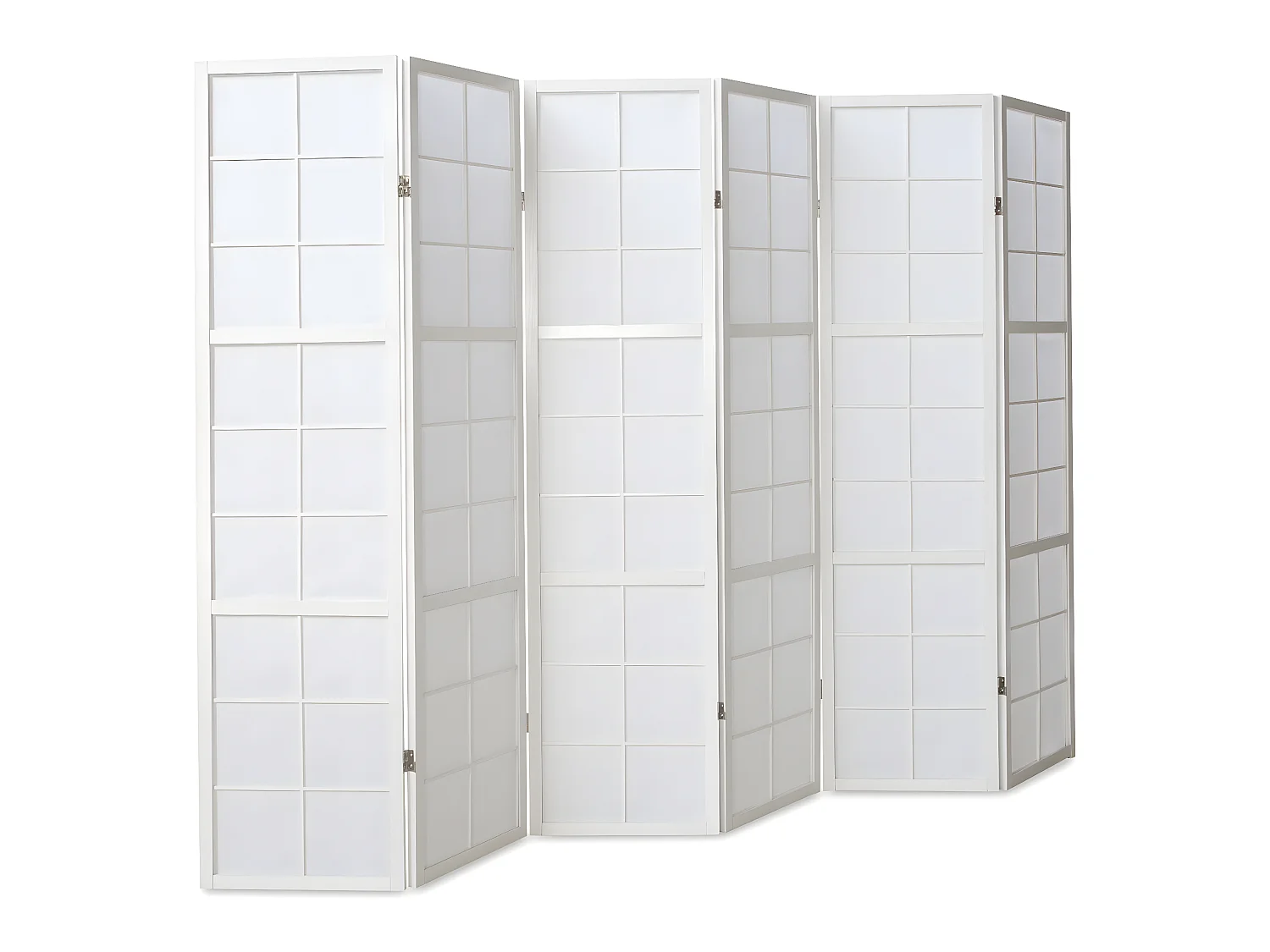 Paravent japonais Shoji en bois blanc de 6 pans