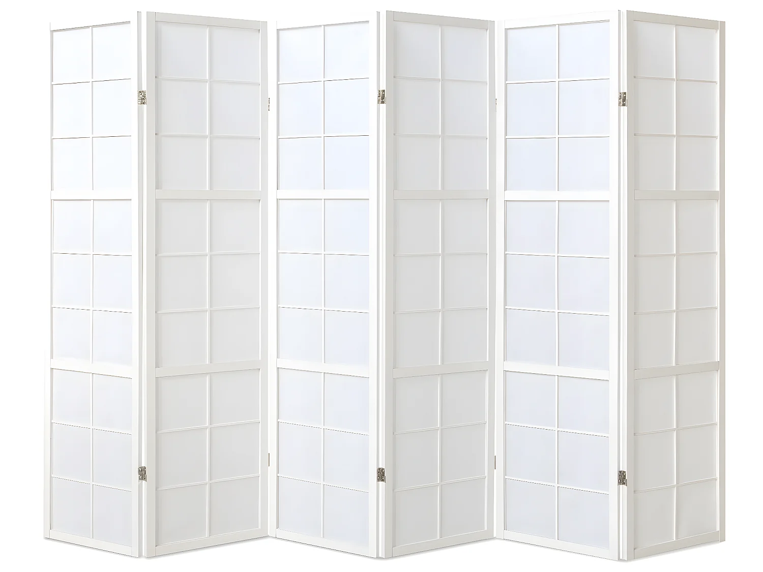 Paravent japonais Shoji en bois blanc de 6 pans