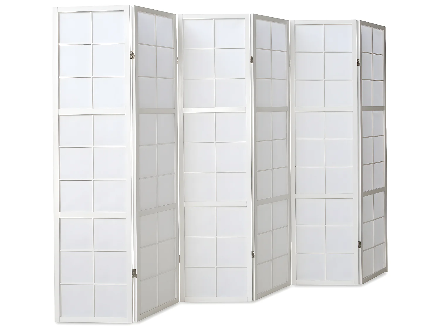 Paravent japonais Shoji en bois blanc de 6 pans