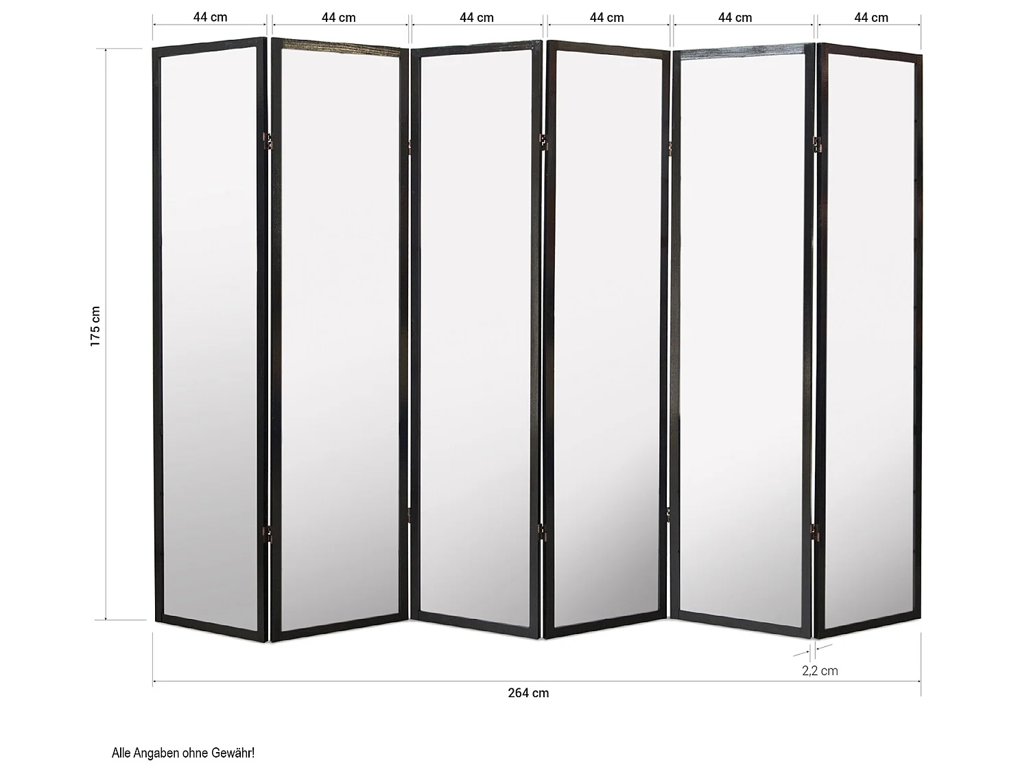Paravent japonais Shoji en bois blanc de 6 pans