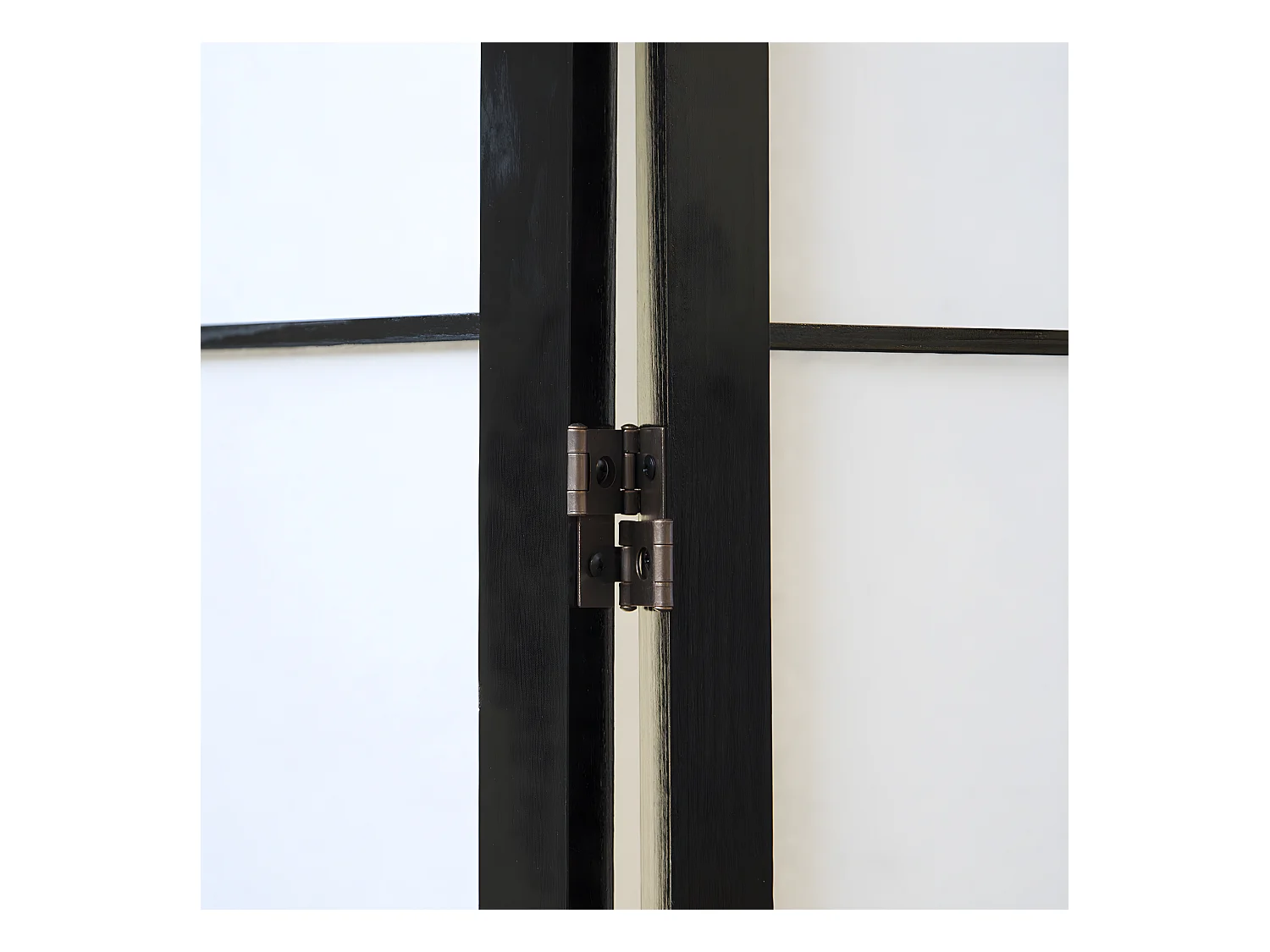 Paravent japonais en bois noir dessin bambou de 4 pans