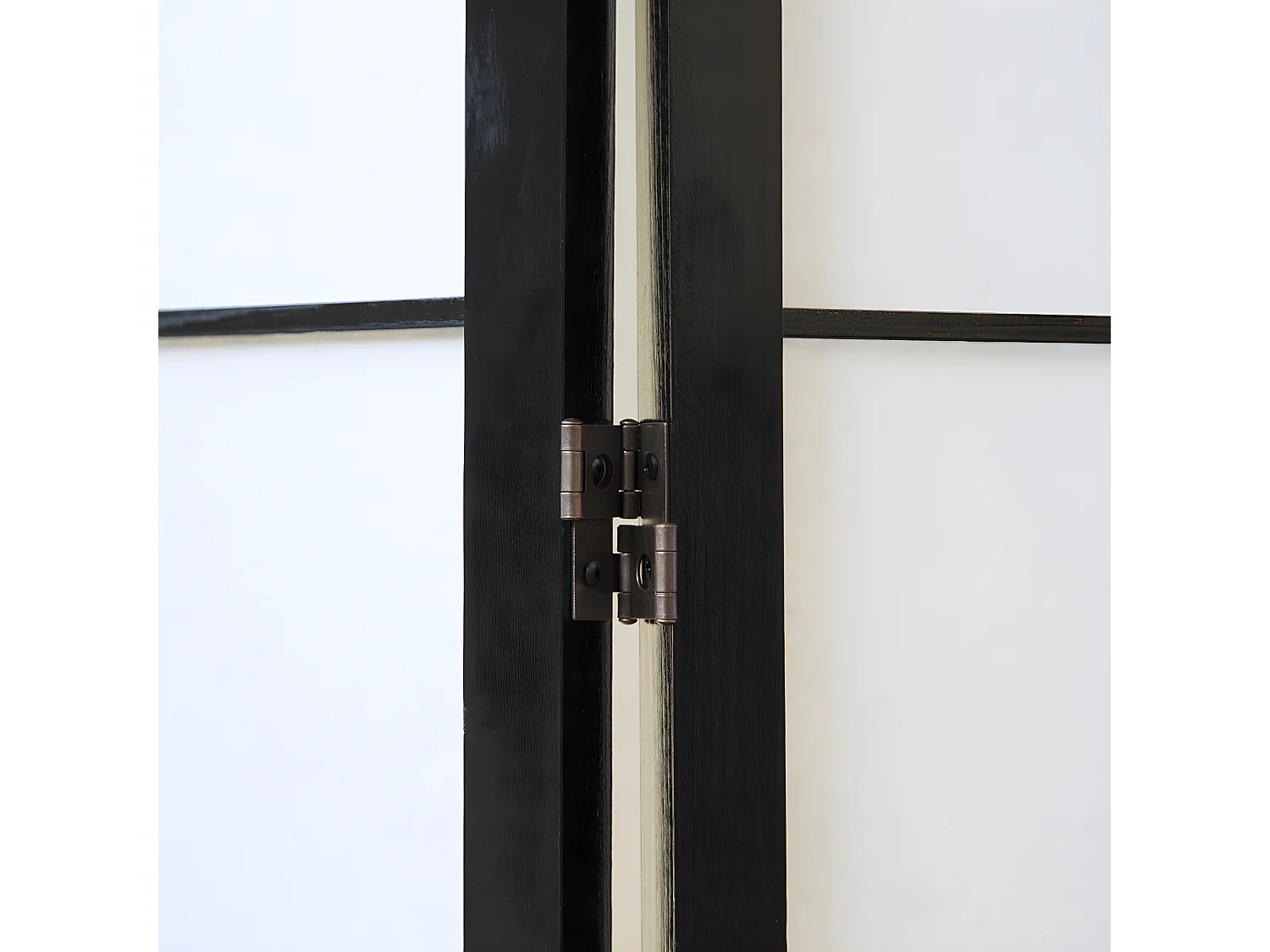 Paravent japonais en bois noir dessin bambou de 4 pans