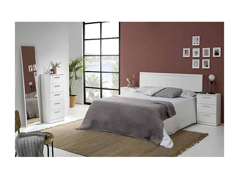 Table de chevet de 3 tiroirs coloris blanc - longueur 40 x profondeur 31 x hauteur 66 cm