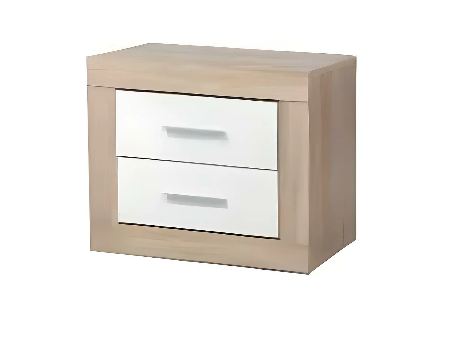 Table de chevet de 2 tiroirs coloris Chêne Cambrian / Blanc - Longueur 54 x profondeur 35 x hauteur 46 cm