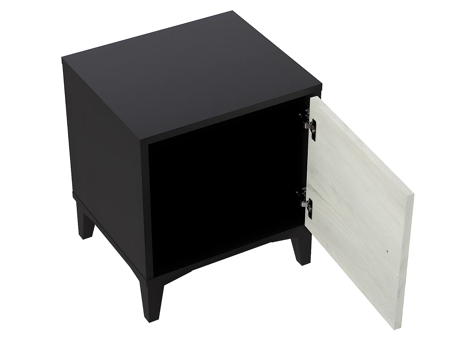 Table de chevet Table de nuit en mélamine coloris noir / blanc - Longueur 40 x profondeur 35 x Hauteur 45 cm