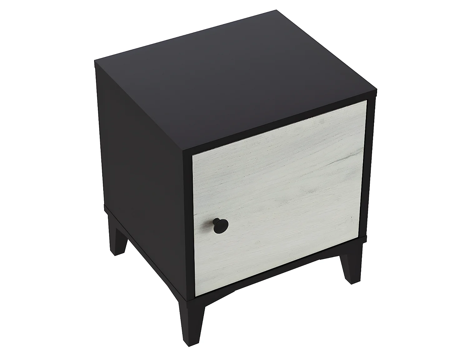 Table de chevet Table de nuit en mélamine coloris noir / blanc - Longueur 40 x profondeur 35 x Hauteur 45 cm