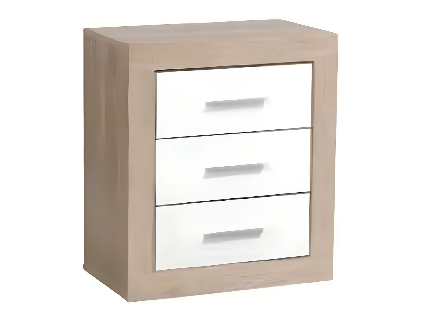 Table de chevet de 3 tiroirs coloris Chêne Cambrian / Blanc - Longueur 54 x profondeur 35 x hauteur 62 cm