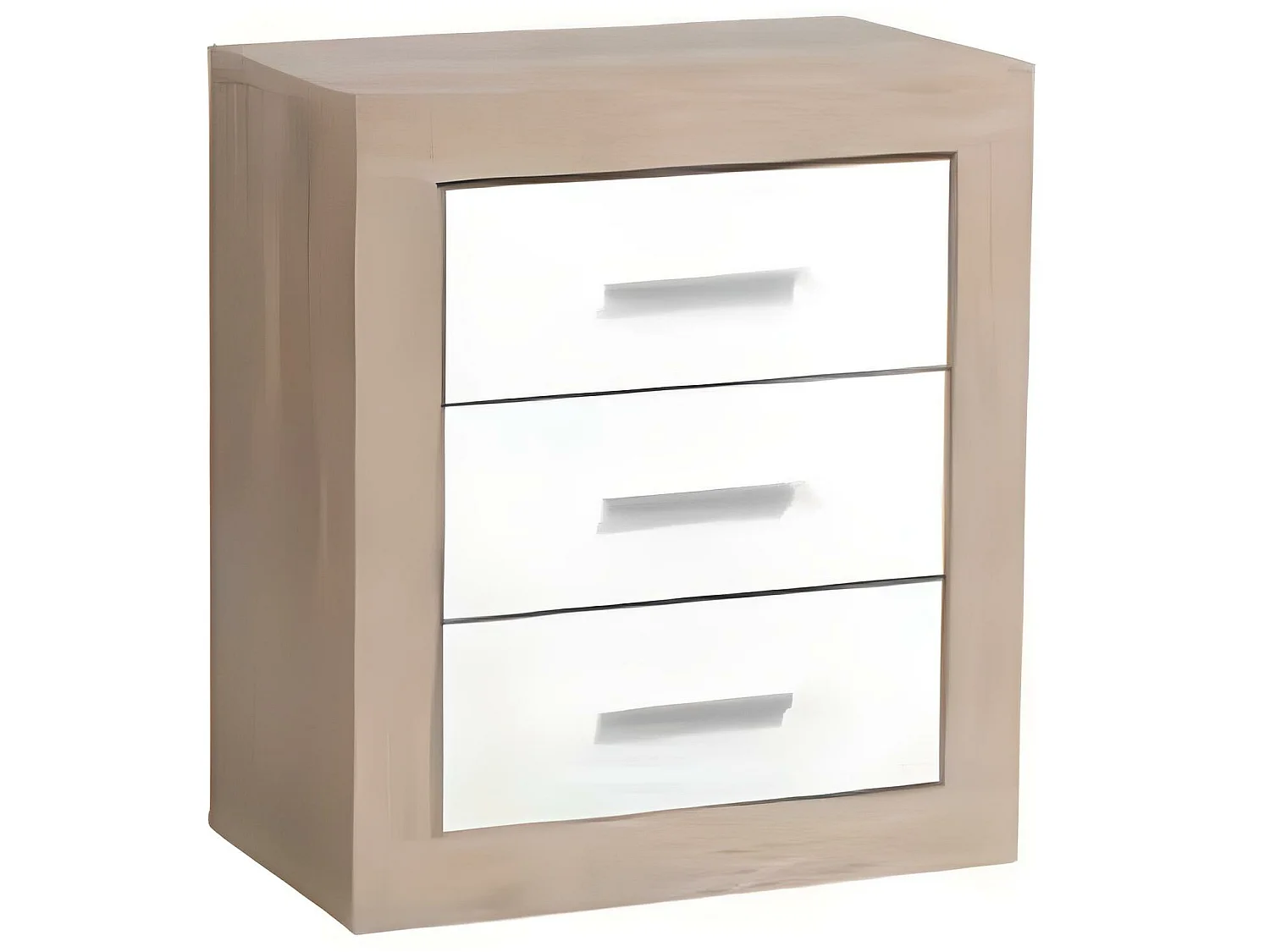 Table de chevet de 3 tiroirs coloris Chêne Cambrian / Blanc - Longueur 54 x profondeur 35 x hauteur 62 cm