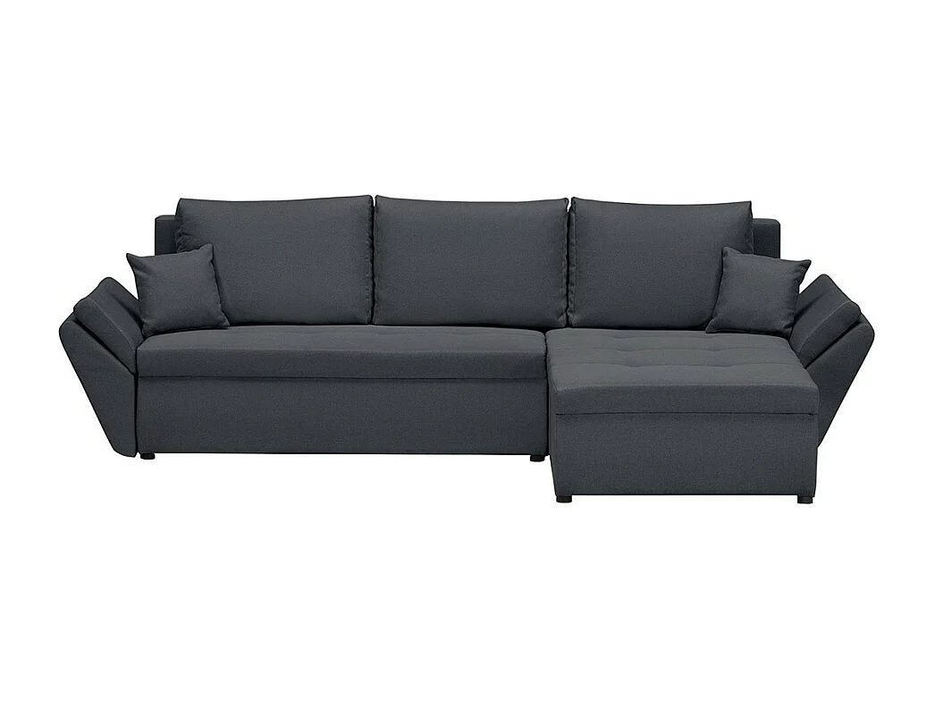 Canapé d'angle réversible et convertible HELIX, couleur Gris Foncé, 4 places avec coffre de rangement