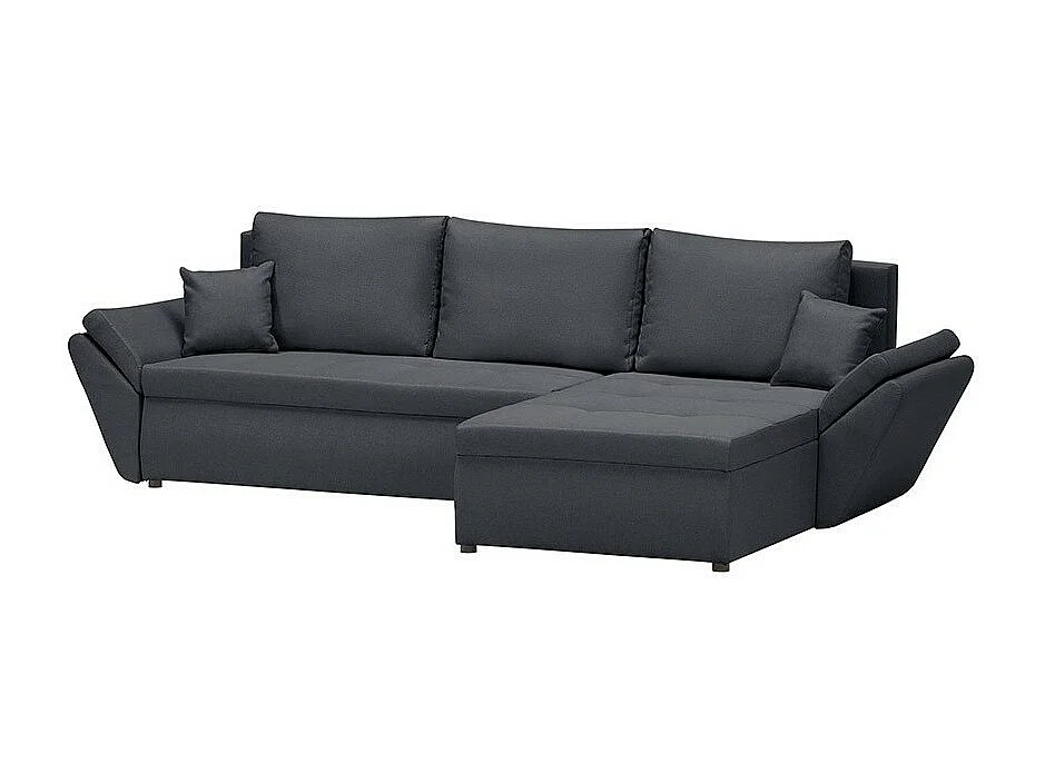 Canapé d'angle réversible et convertible HELIX, couleur Gris Foncé, 4 places avec coffre de rangement