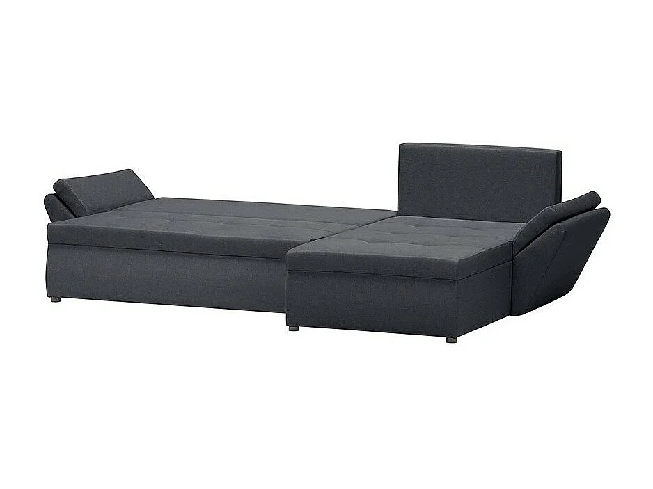 Canapé d'angle réversible et convertible HELIX, couleur Gris Foncé, 4 places avec coffre de rangement
