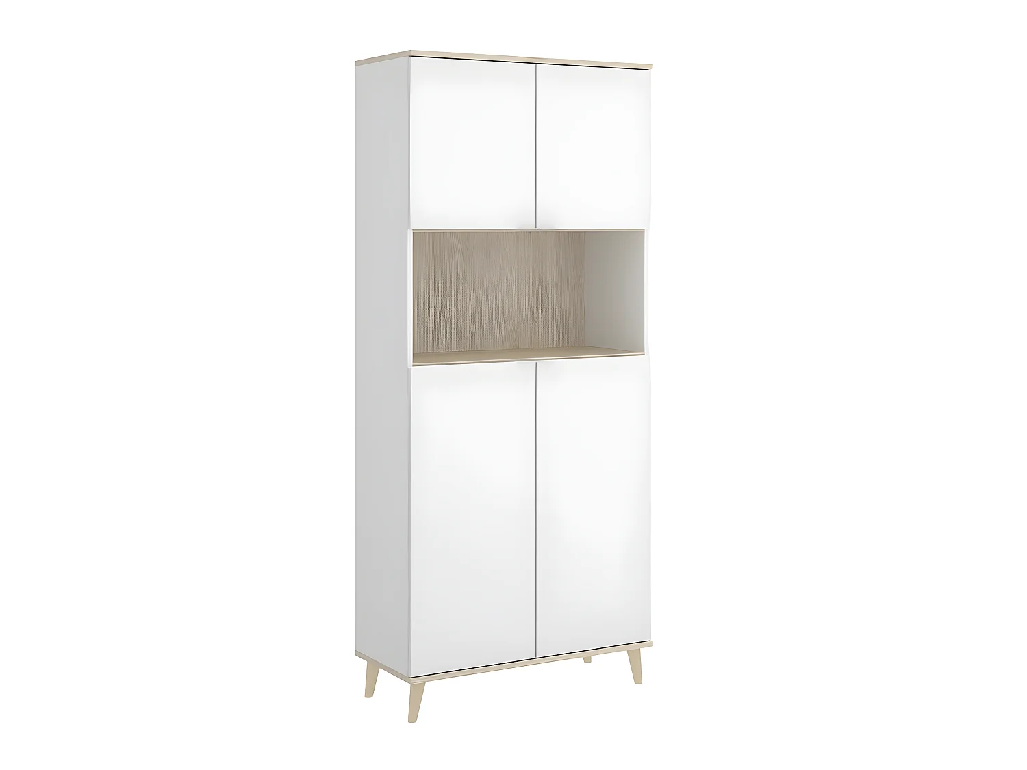 Meuble de rangement coloris blanc/naturel - Longueur 79 x Profondeur 40 x Hauteur 188 cm