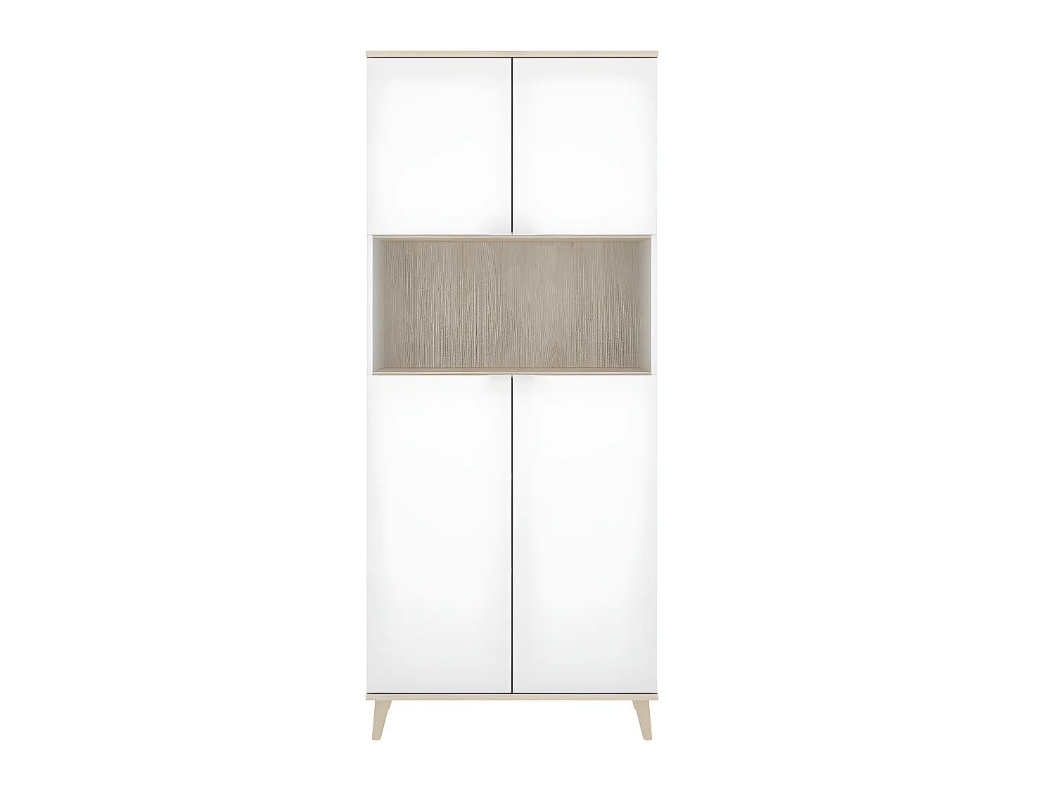Meuble de rangement coloris blanc/naturel - Longueur 79 x Profondeur 40 x Hauteur 188 cm