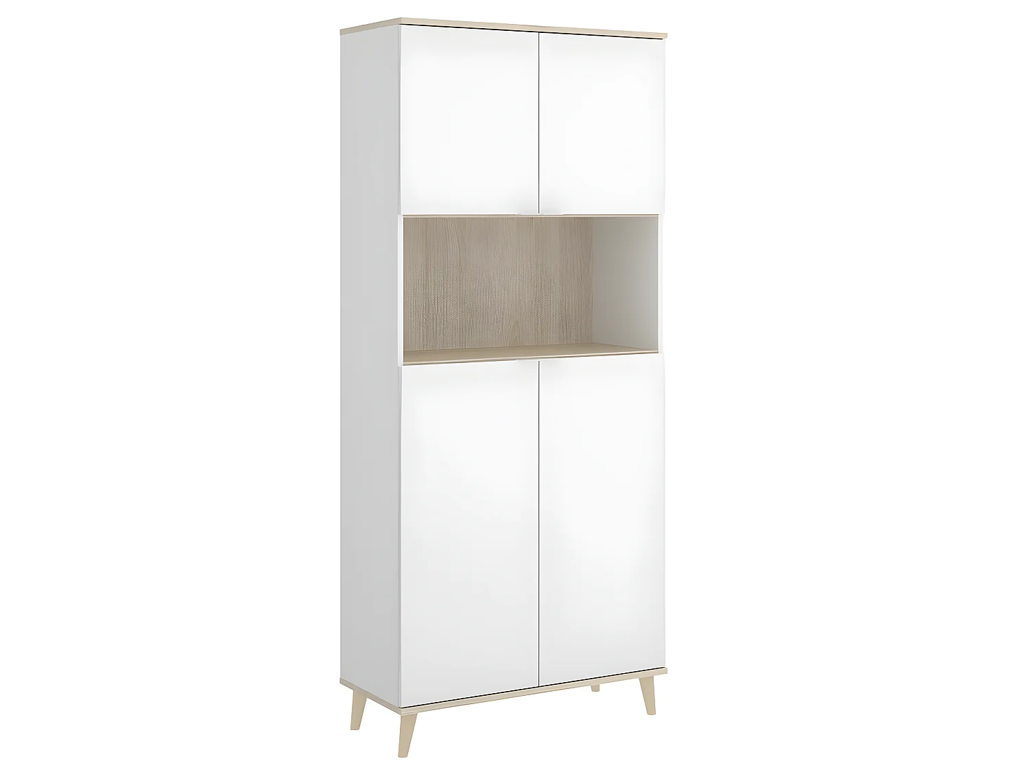 Meuble de rangement coloris blanc/naturel - Longueur 79 x Profondeur 40 x Hauteur 188 cm