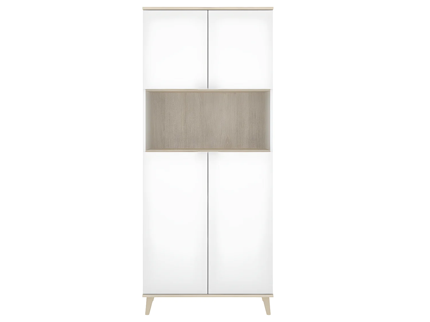 Meuble de rangement coloris blanc/naturel - Longueur 79 x Profondeur 40 x Hauteur 188 cm