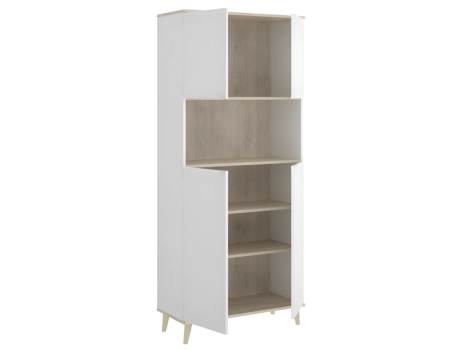 Meuble de rangement coloris blanc/naturel - Longueur 79 x Profondeur 40 x Hauteur 188 cm