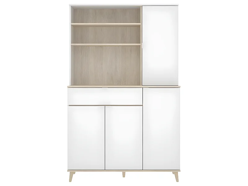 Meuble de rangement coloris blanc/naturel - Longueur 119 x Profondeur 40 x Hauteur 188 cm