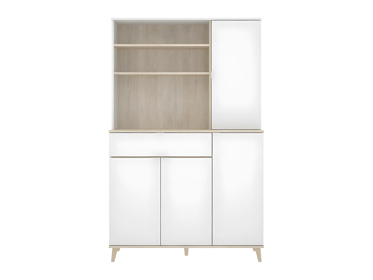 Meuble de rangement coloris blanc/naturel - Longueur 119 x Profondeur 40 x Hauteur 188 cm