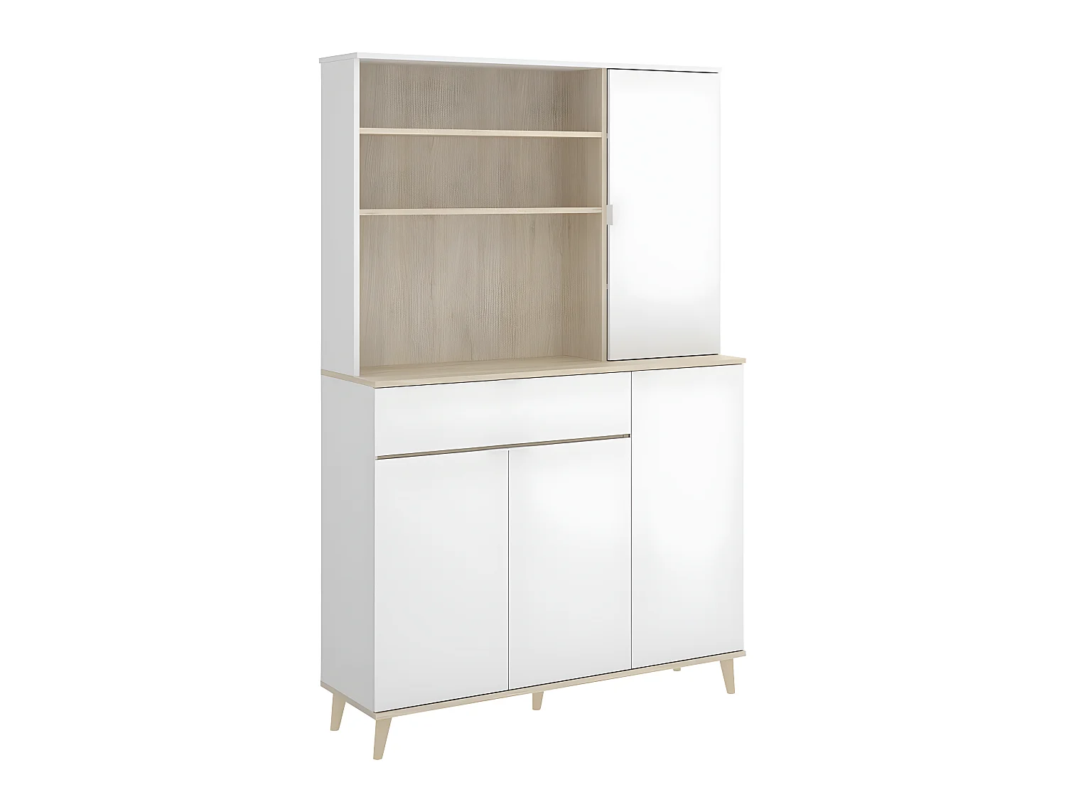 Meuble de rangement coloris blanc/naturel - Longueur 119 x Profondeur 40 x Hauteur 188 cm
