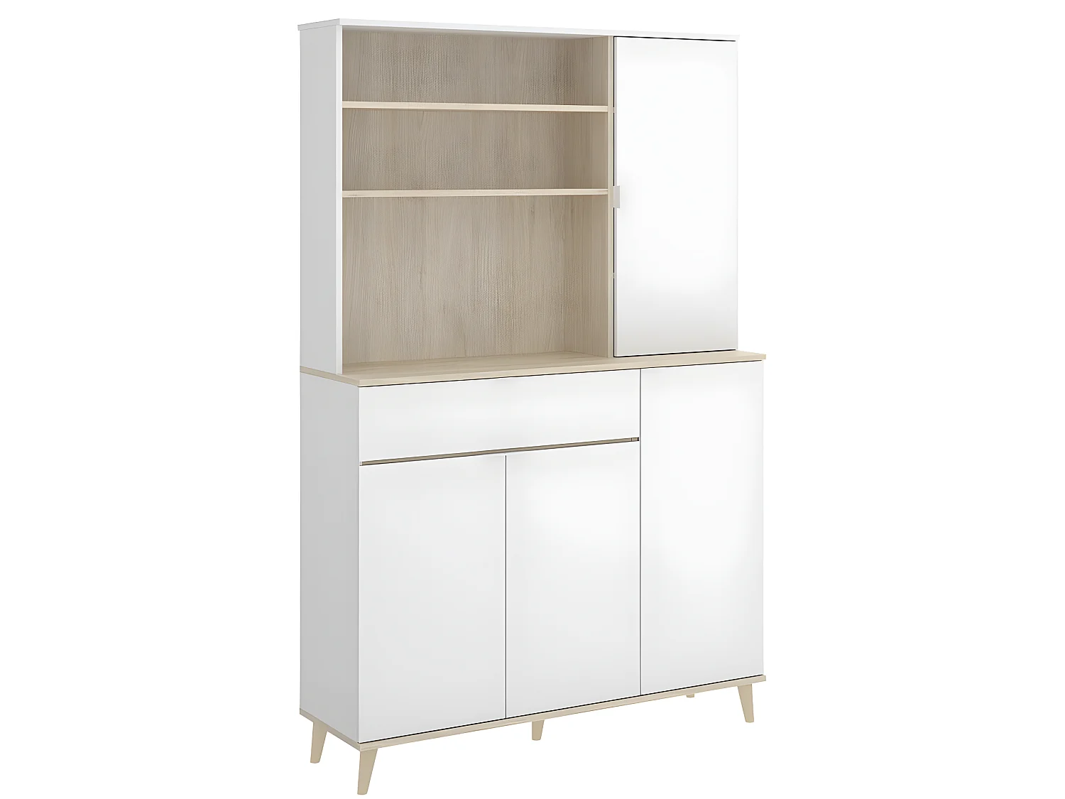 Meuble de rangement coloris blanc/naturel - Longueur 119 x Profondeur 40 x Hauteur 188 cm