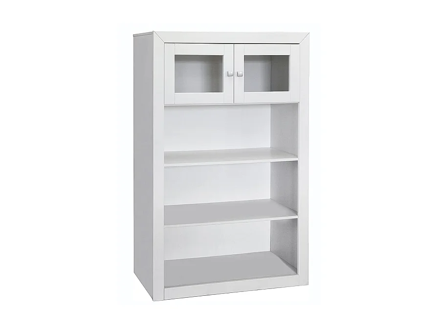 Meuble de rangement polyvalent en MDF et pin massif laqué blanc - Longueur 100 x Profondeur 37 x Hauteur 151,5 cm