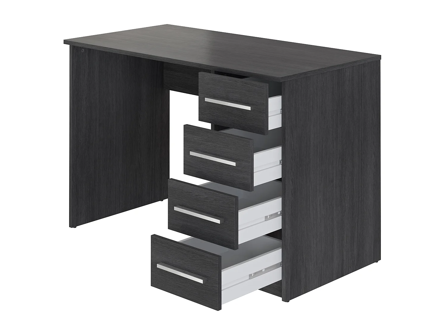 Bureau en mélamine coloris gris foncé avec 3 tiroirs  - Longueur 110 x profondeur 56 x Hauteur 73 cm 