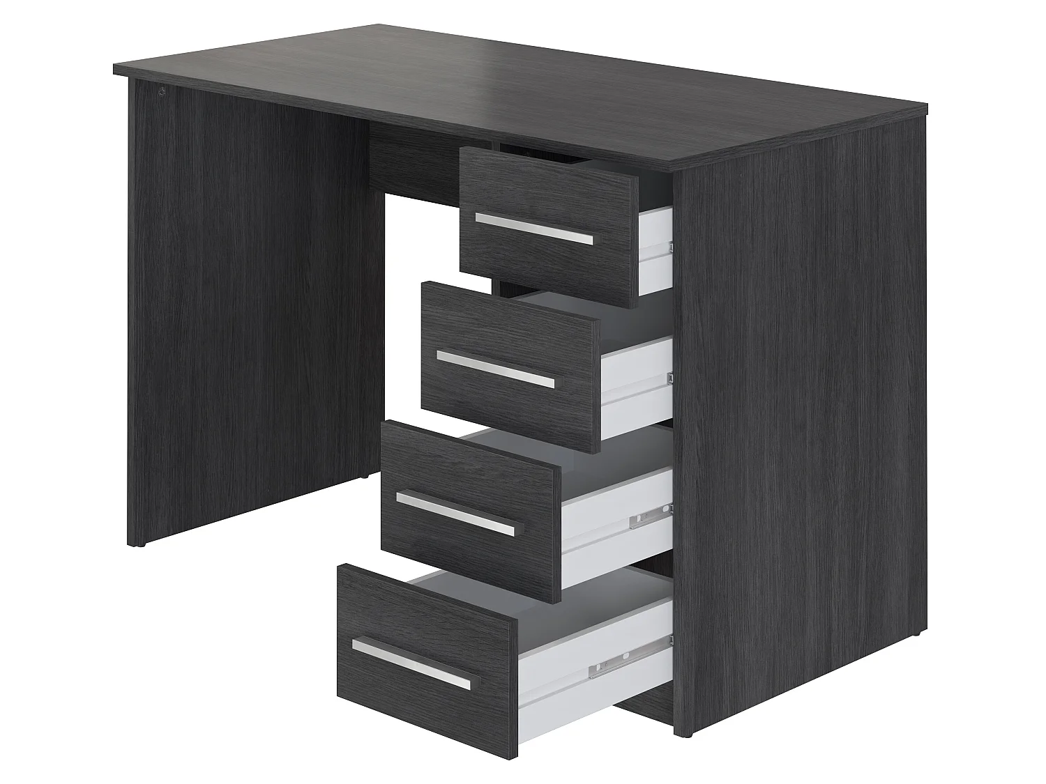 Bureau en mélamine coloris gris foncé avec 3 tiroirs  - Longueur 110 x profondeur 56 x Hauteur 73 cm 