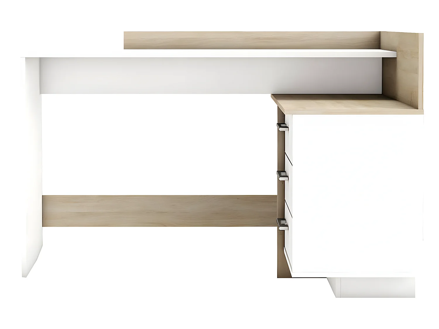 Bureau d’angle en bois coloris chêne brosse/blanc mat - 128,5 x 83,2 x 105,7 cm
