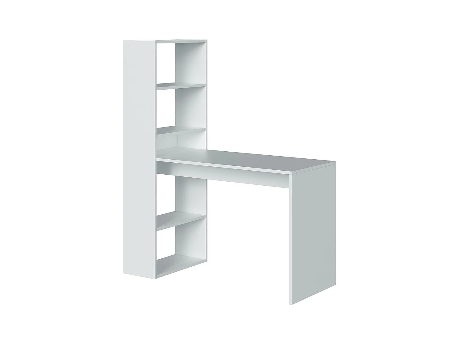 Bureau avec 5 étagères coloris Blanc Artik en mélamine - 144 x 120 x 53 cm