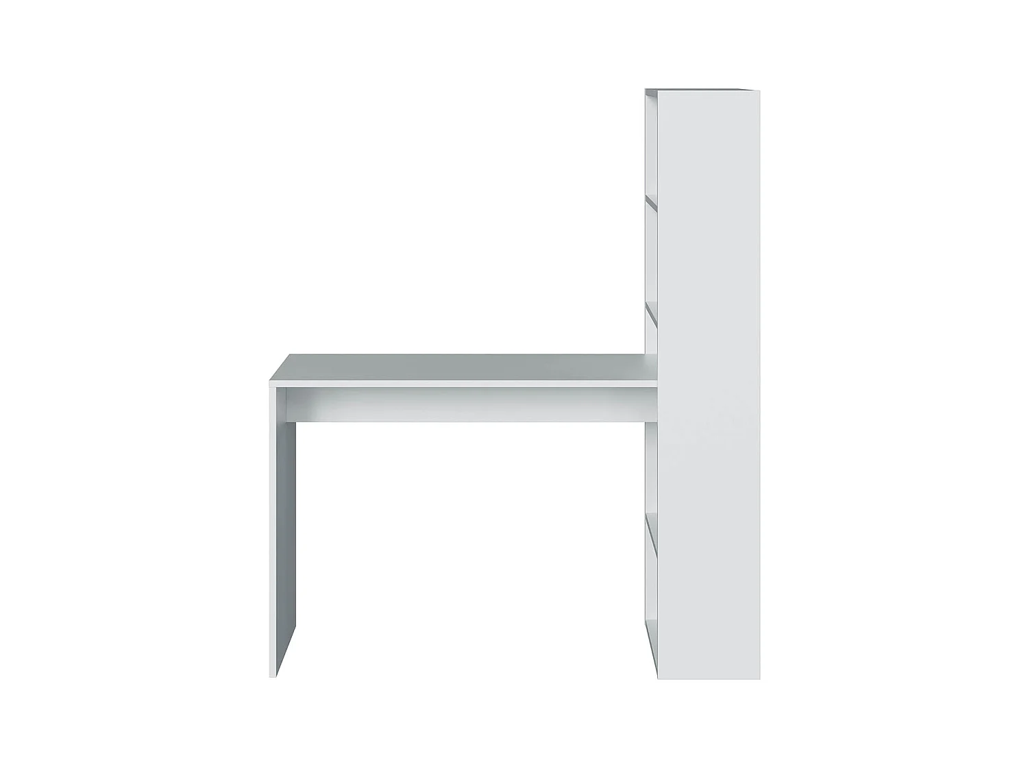 Bureau avec 5 étagères coloris Blanc Artik en mélamine - 144 x 120 x 53 cm