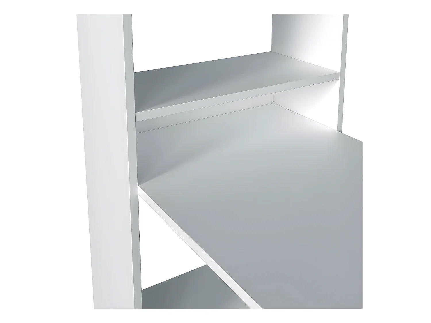 Bureau avec 5 étagères coloris Blanc Artik en mélamine - 144 x 120 x 53 cm