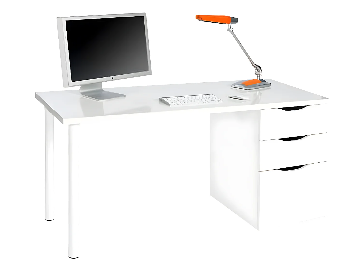 Bureau reversible avec tiroir coloris Blanc Artic - 74 x 138 x 60 cm
