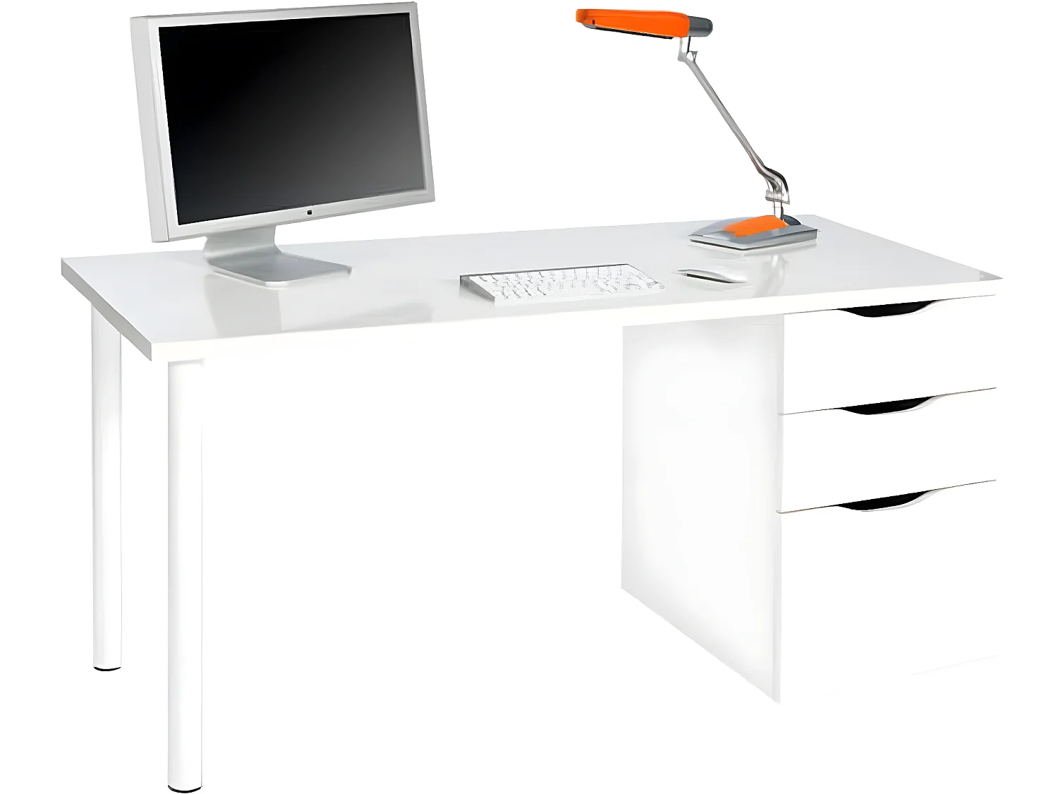Bureau reversible avec tiroir coloris Blanc Artic - 74 x 138 x 60 cm