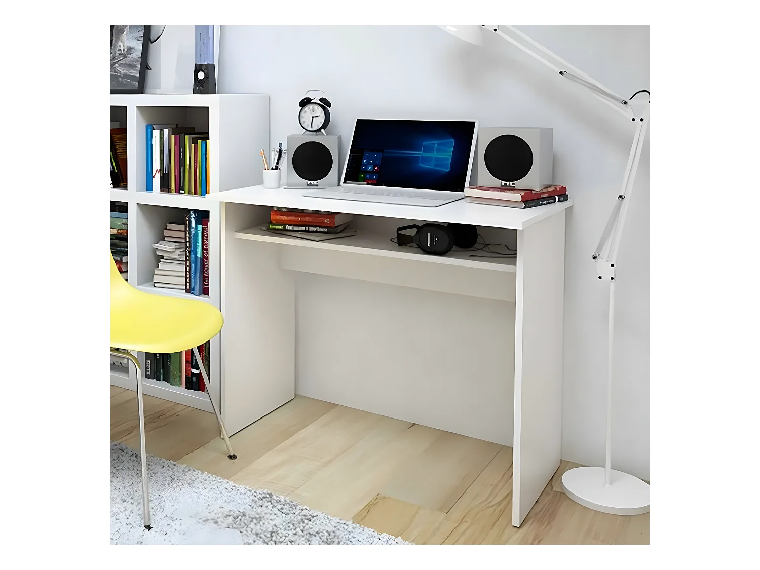 Bureau design coloris blanc - Hauteur 74 x Longueur 90 x Profondeur 50 cm