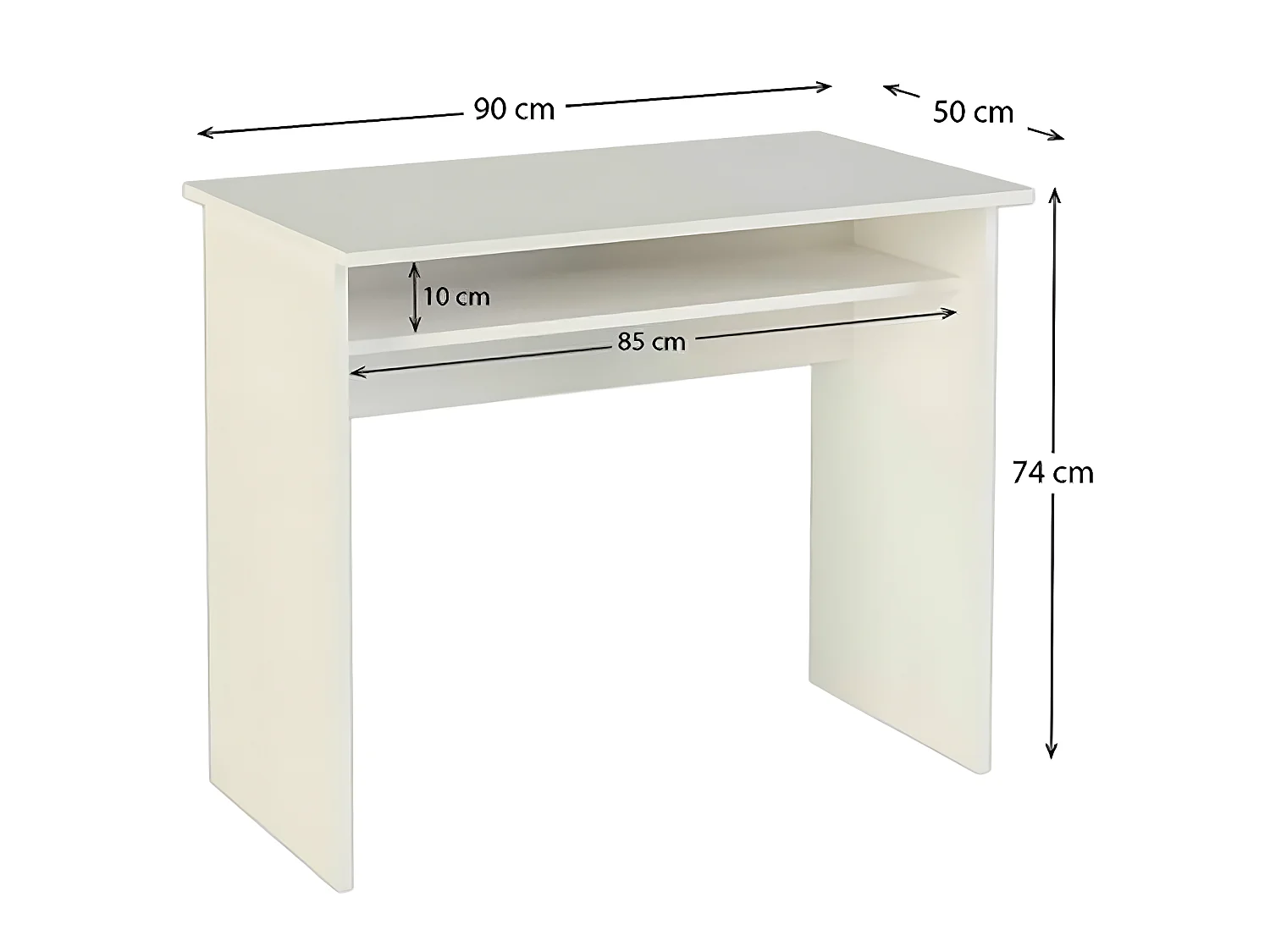 Bureau design coloris blanc - Hauteur 74 x Longueur 90 x Profondeur 50 cm