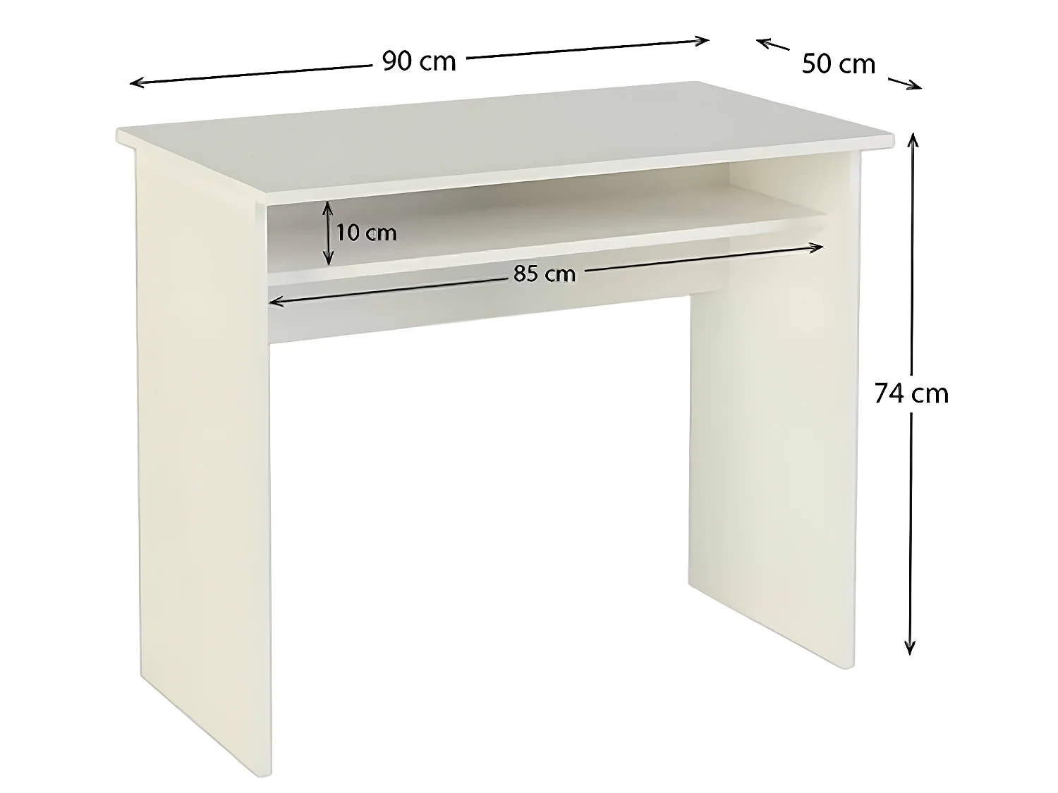 Bureau design coloris blanc - Hauteur 74 x Longueur 90 x Profondeur 50 cm