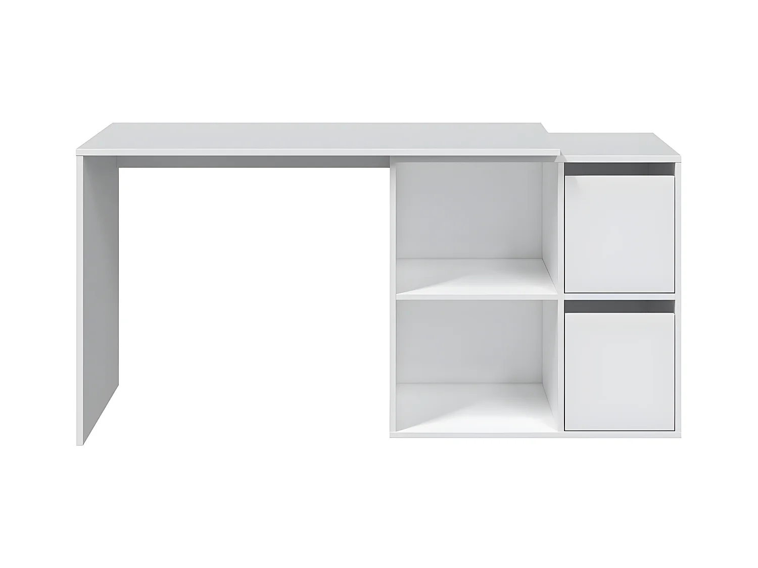 Bureau avec 2 niches et 2 portes coloris Blanc Artik en MDF - Longueur 120 x Profondeur 77 x Hauteur 74 cm