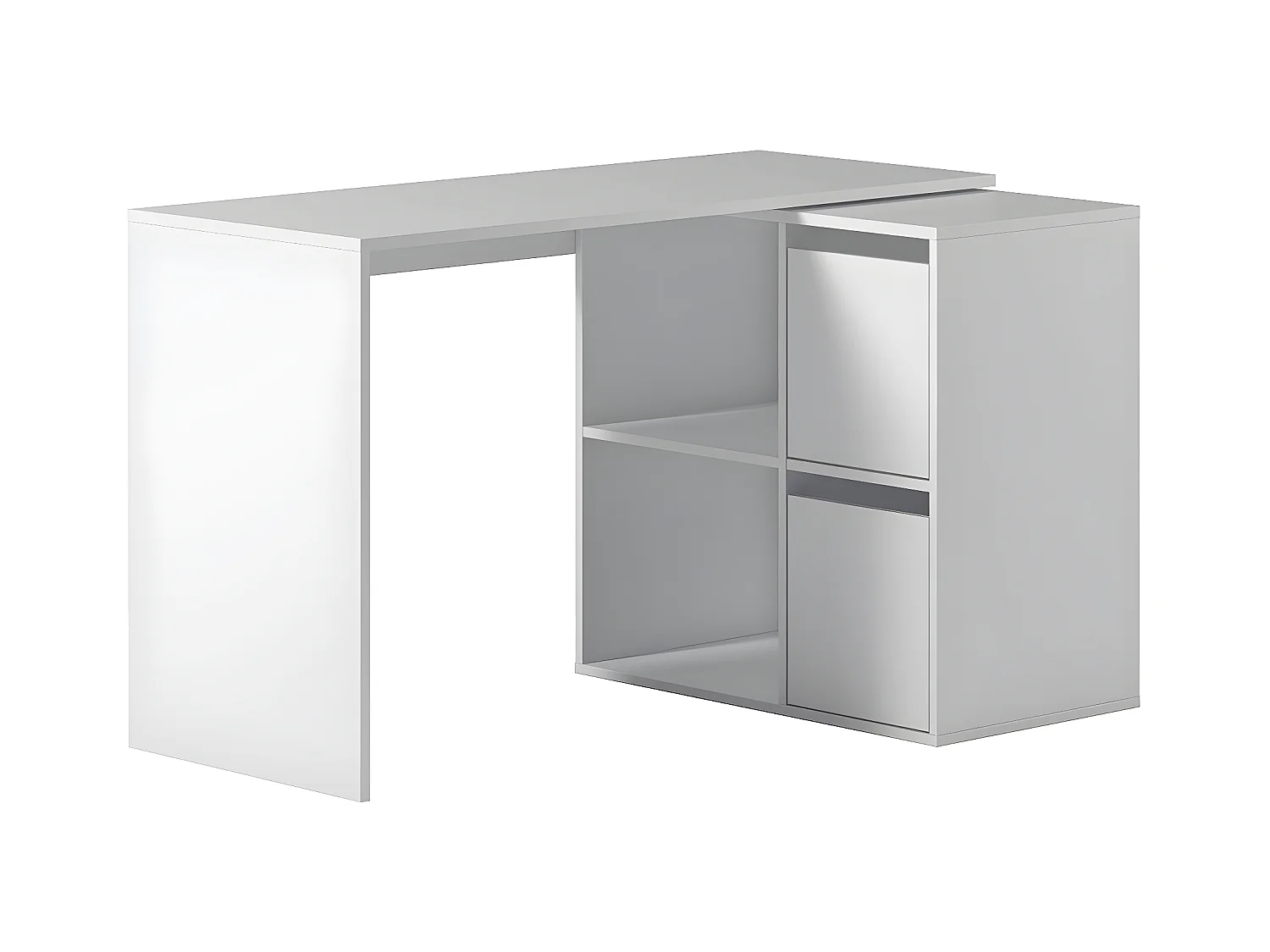 Bureau avec 2 niches et 2 portes coloris Blanc Artik en MDF - Longueur 120 x Profondeur 77 x Hauteur 74 cm
