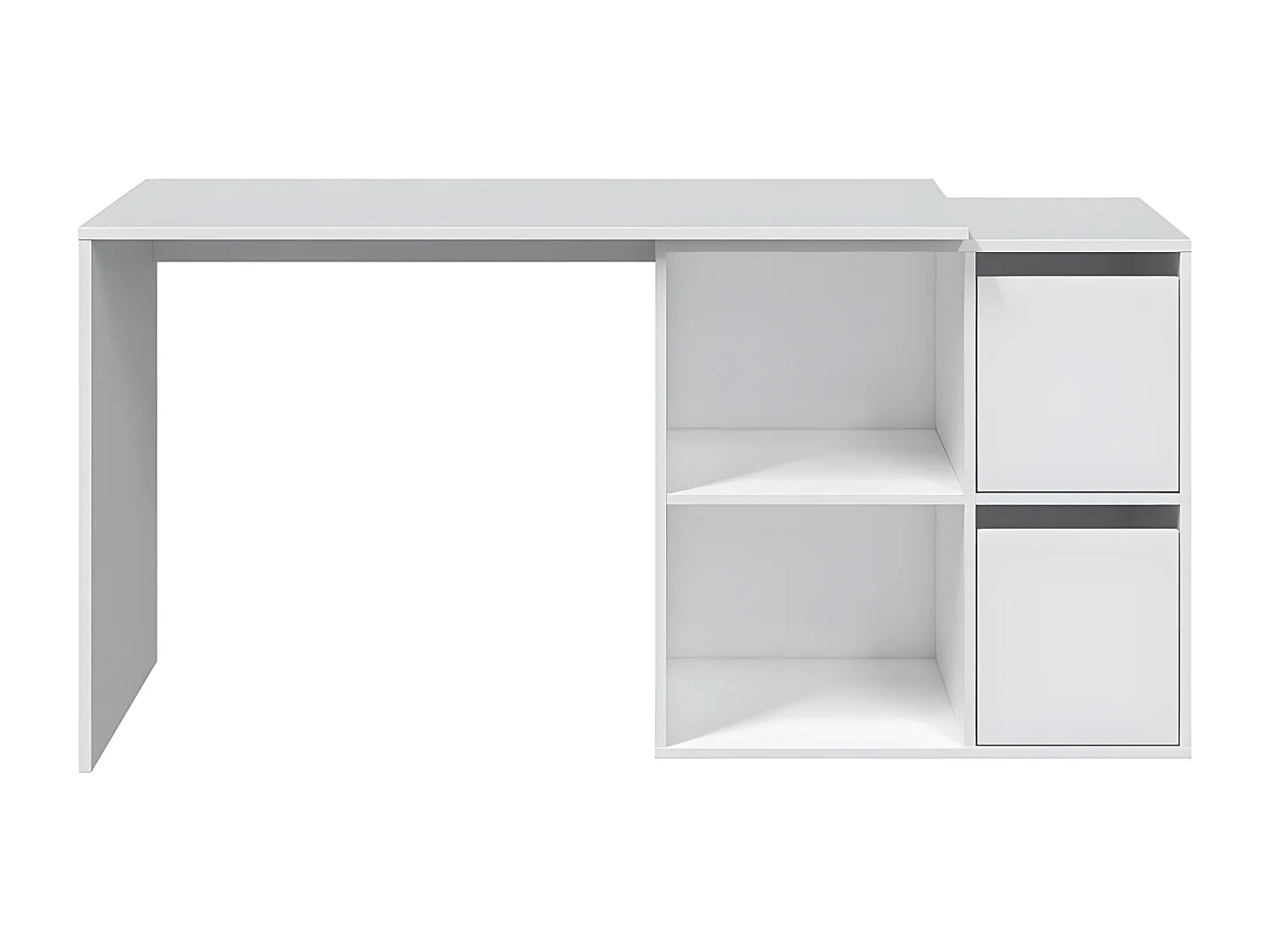 Bureau avec 2 niches et 2 portes coloris Blanc Artik en MDF - Longueur 120 x Profondeur 77 x Hauteur 74 cm