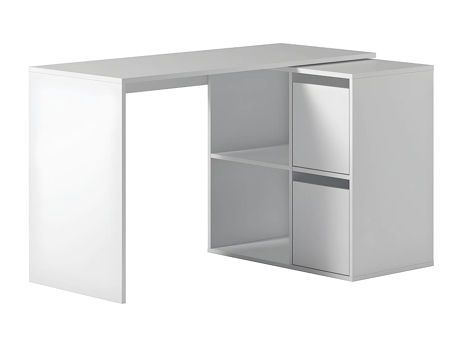 Bureau avec 2 niches et 2 portes coloris Blanc Artik en MDF - Longueur 120 x Profondeur 77 x Hauteur 74 cm
