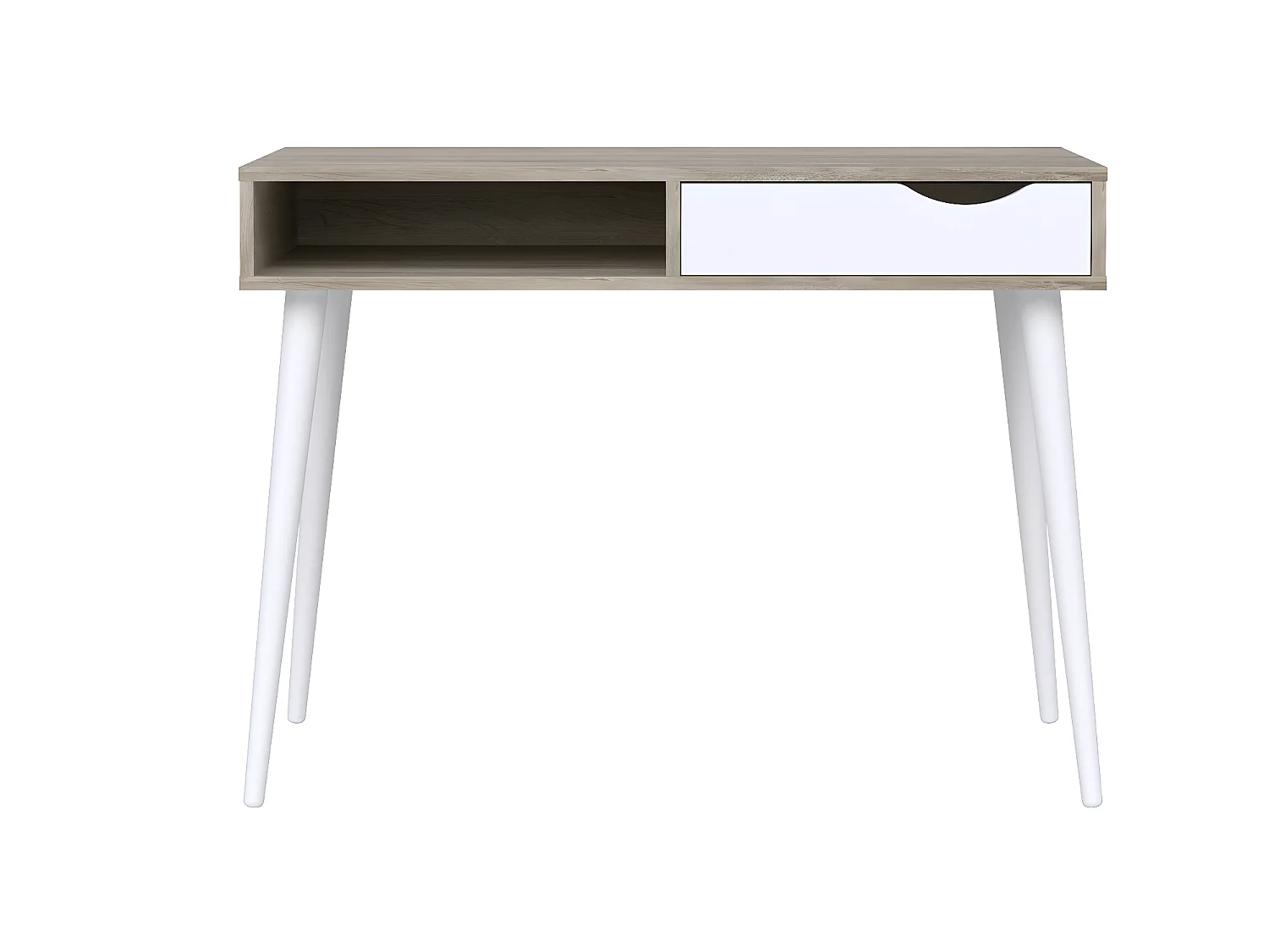 Bureau en mélamine coloris effet chêne / blanc - Longueur 100 x profondeur 50 x Hauteur 75 cm