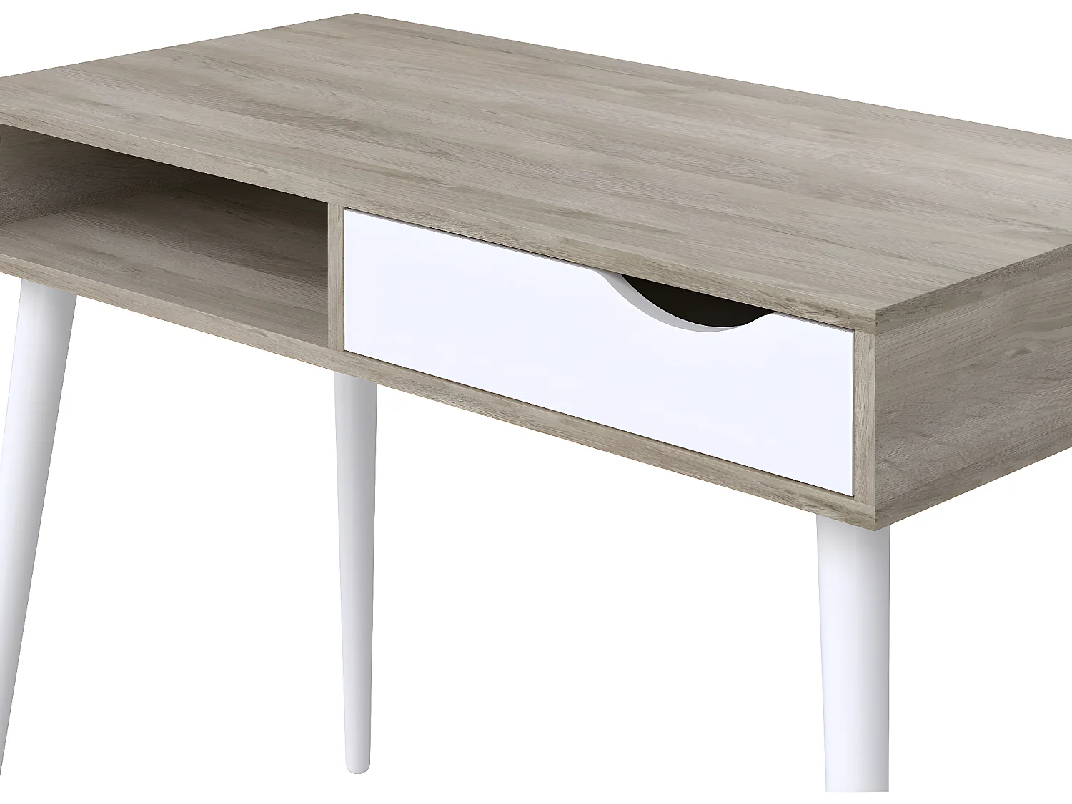 Bureau en mélamine coloris effet chêne / blanc - Longueur 100 x profondeur 50 x Hauteur 75 cm