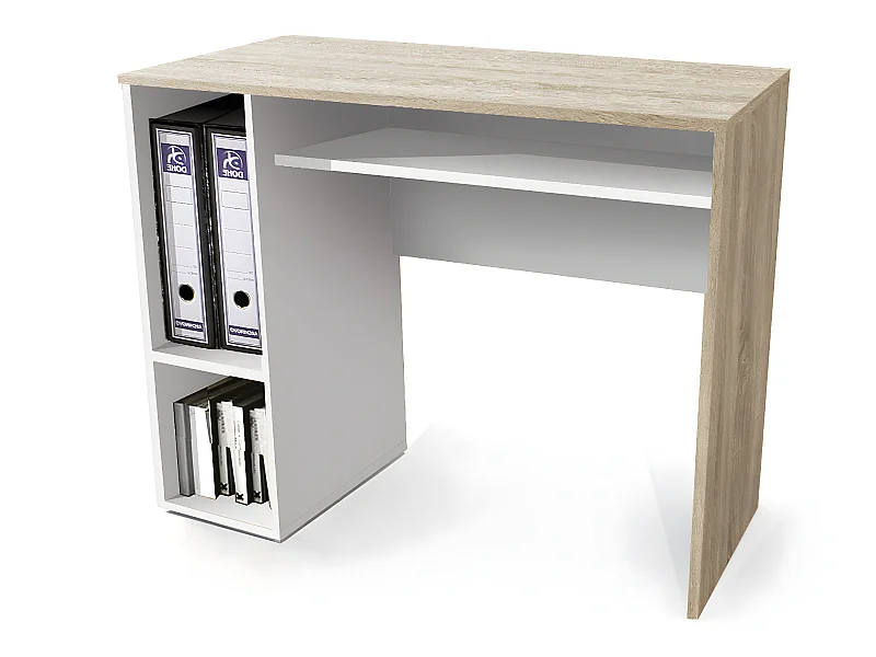 Bureau coloris Chêne Cambrian / Blanc - longueur 90 x profondeur 45 cm