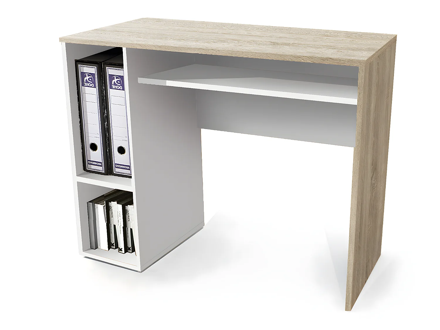 Bureau coloris Chêne Cambrian / Blanc - longueur 90 x profondeur 45 cm